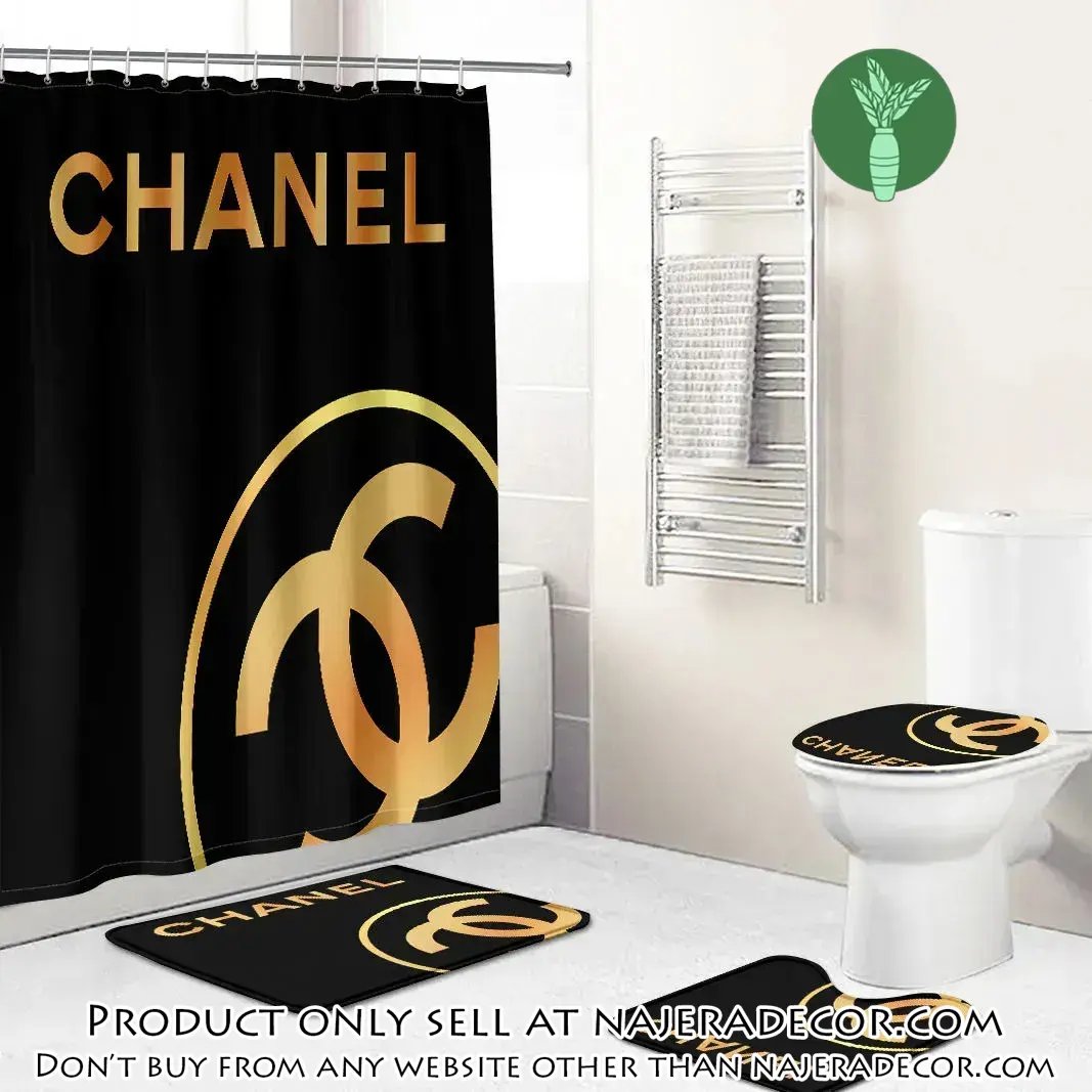 Chanel yellow fashion logo limited luxury brand black bathroom set home decor njr1825759